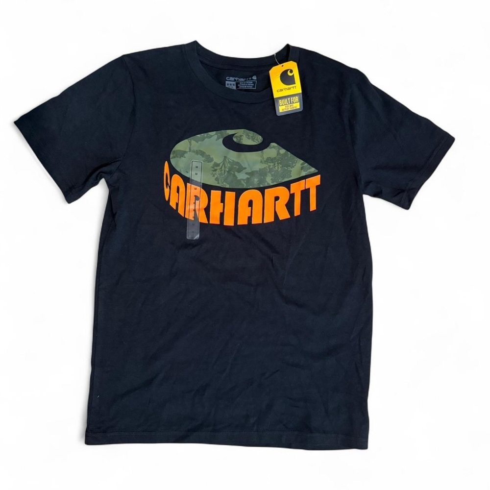 Carhartt Kid’s Black T-Shirt with Orange Logo